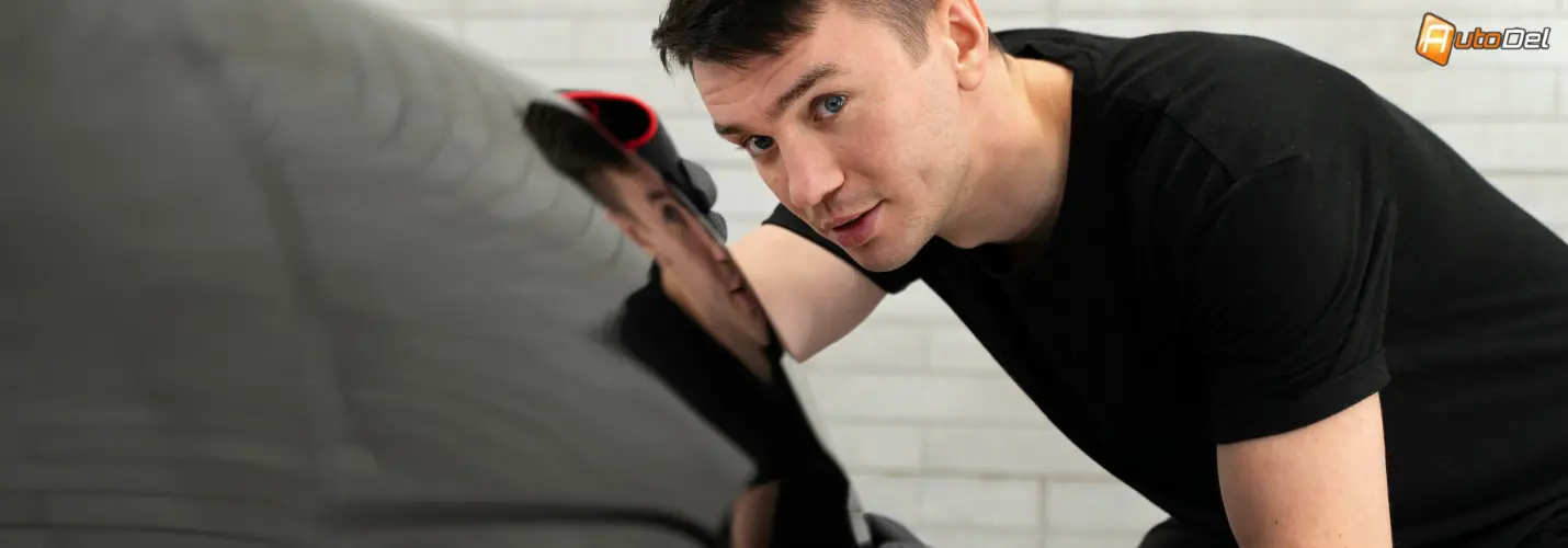 Barbat care verifica o masina