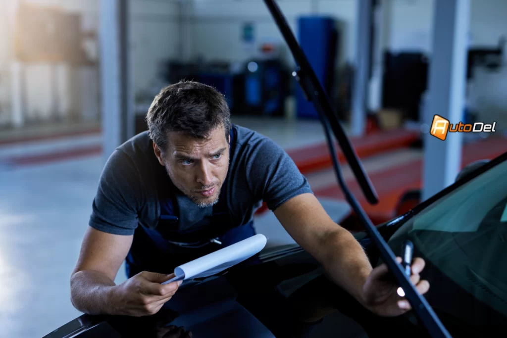 Barbat care verifica masina